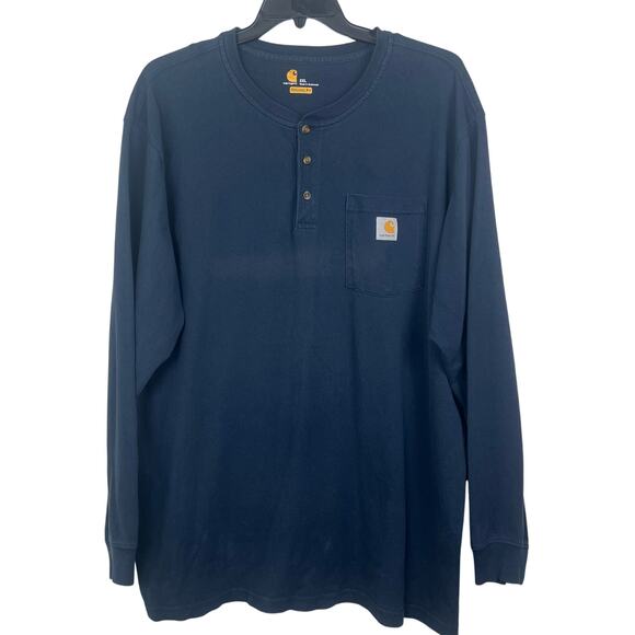 Carhartt Henley Tshirt mens 2XL original fit dark blue classic work shirt - Picture 1 of 6